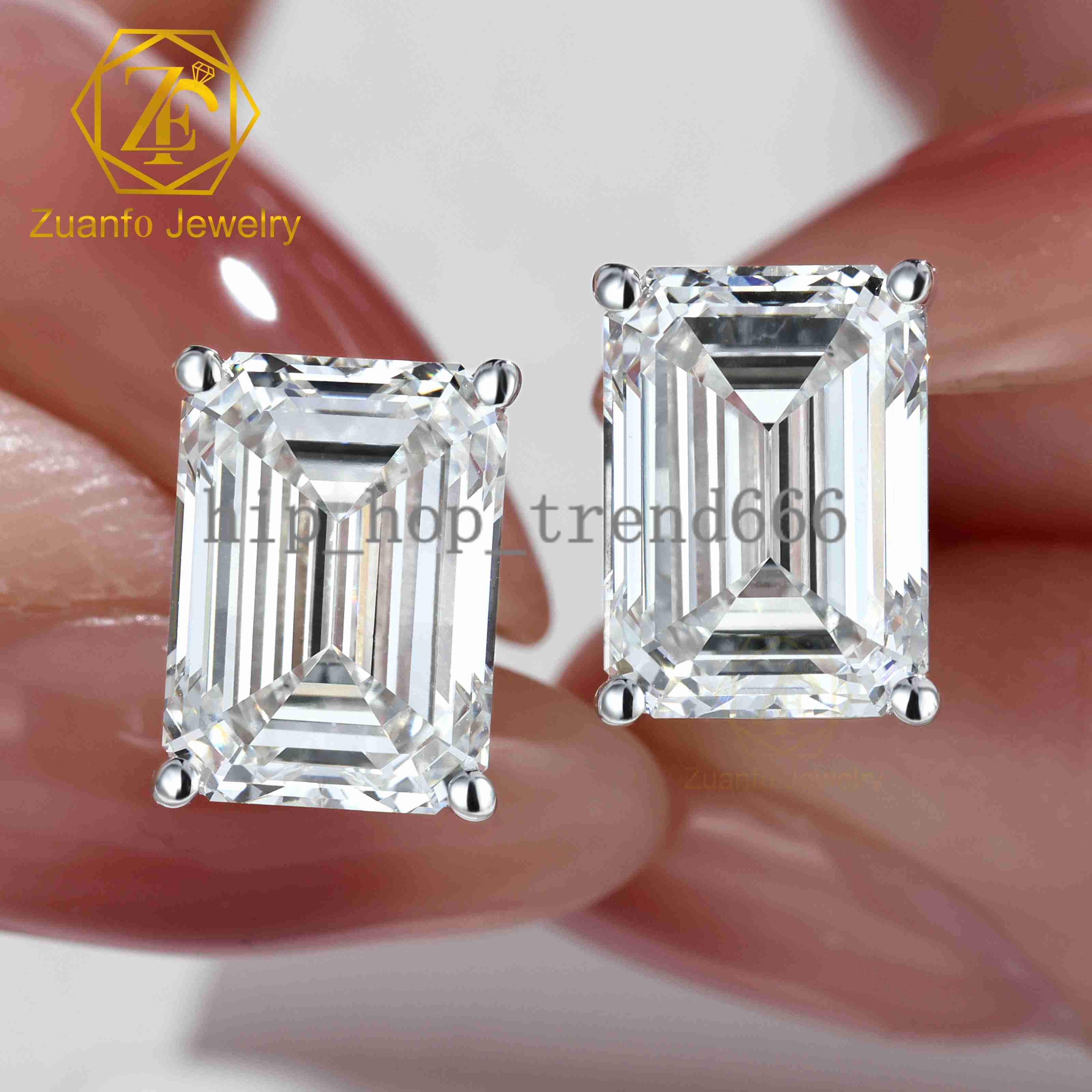 IGI Certified 1 2 3 CT Emerald Cut HPHT CVD Lab Diamond Studs 14k 9k Solid Gold 4 Prongs Lab Grown Diamond Earrings Stud