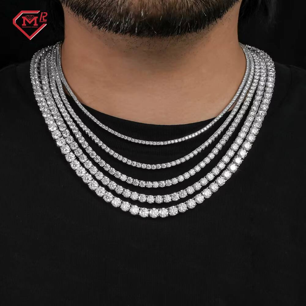 3mm Lab Grown Diamond Tennis Chain Necklace Bracelet IGI Certified 925 Silver Tennis Diamond Chain