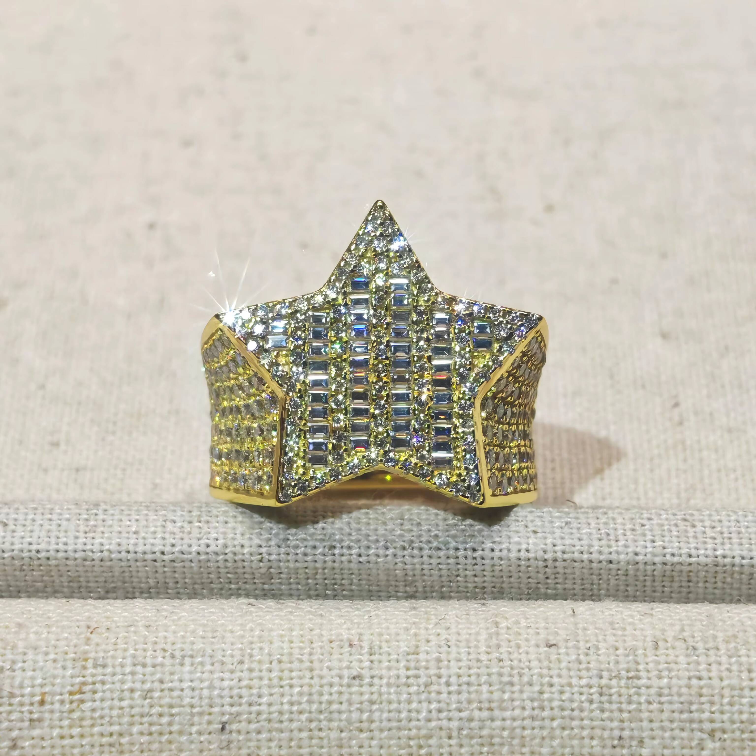 Hip Hop USA Miami Men Sterling Silver Star Moissanite Rings Fine Jewelry Iced Out GRA VVS Moissanite Ring for Wedding