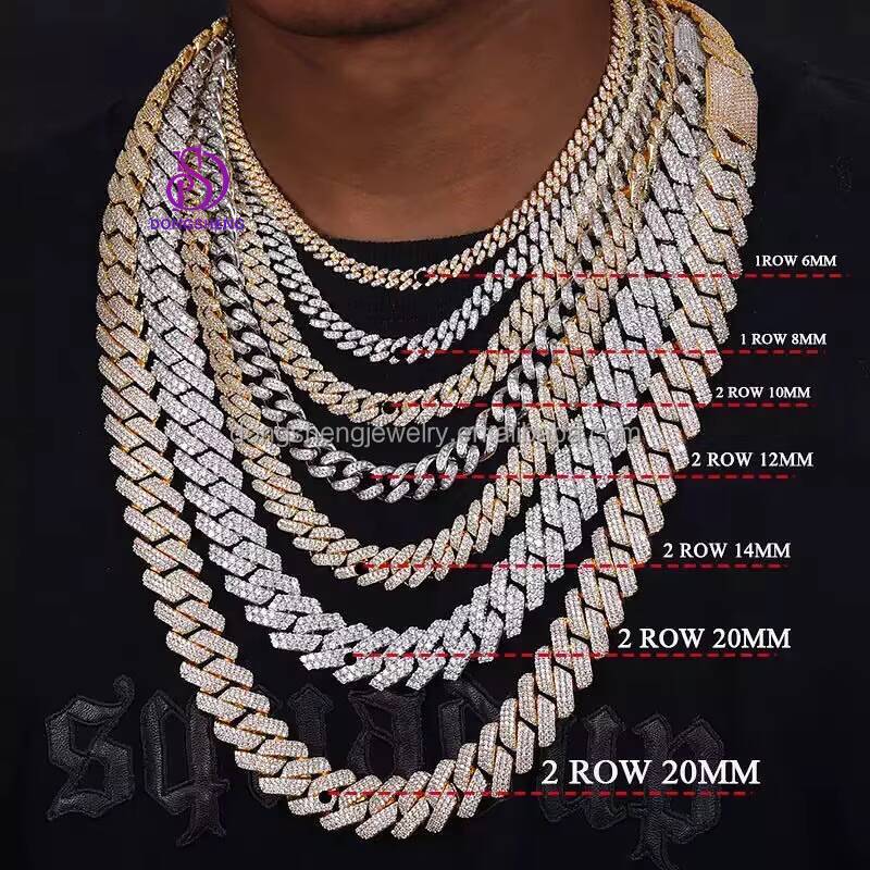 15mm 18mm Iced Out Vvs Moissanite Cuban Necklace Moissanite Diamond Cuban Link Chain Hip Hop Men Jewelry Chain 925 Silver D13
