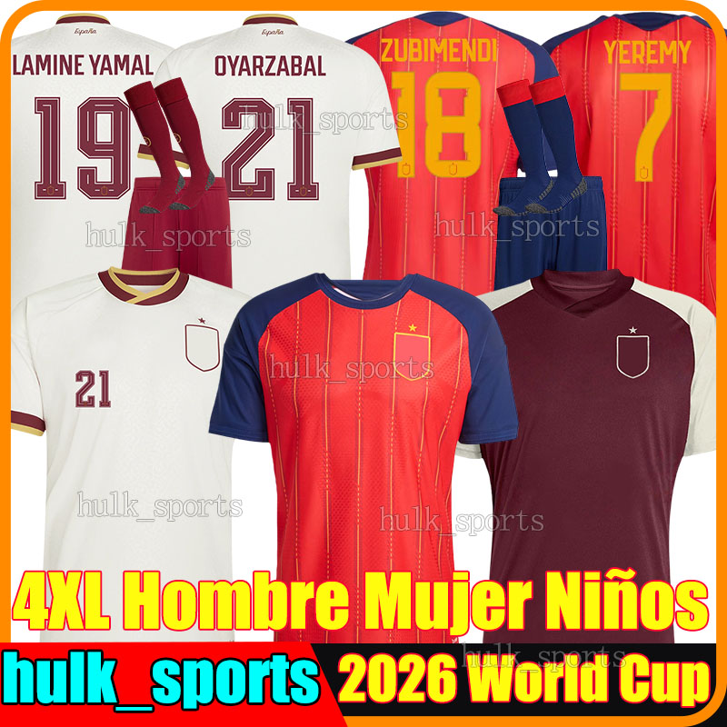 4XL Spain espana LAMINE YAMAL Soccer Jerseys 2026 World Cup MERINO OYARZABAL PEDRI YEREMY ZUBIMENDI ALEX.B CUCURELLA LAPORTE football shirts men kids Kits socks sets