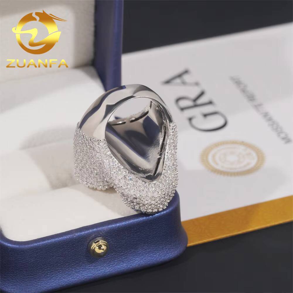 Fashion Men Cuban Ring Iced Out Cross Moissanite Diamond Rings 925 Sterling Silver Hip Hop Ring