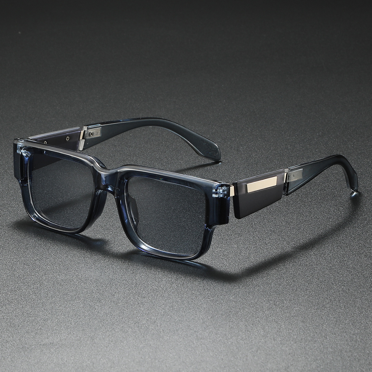 Designer Luxury Brand 2026 New Fashionable Gray Blue Square Thick Frame Sunglasses Anti UV Retro Outdoor Sports Sunglasses Simple Large Frame Slim Fac