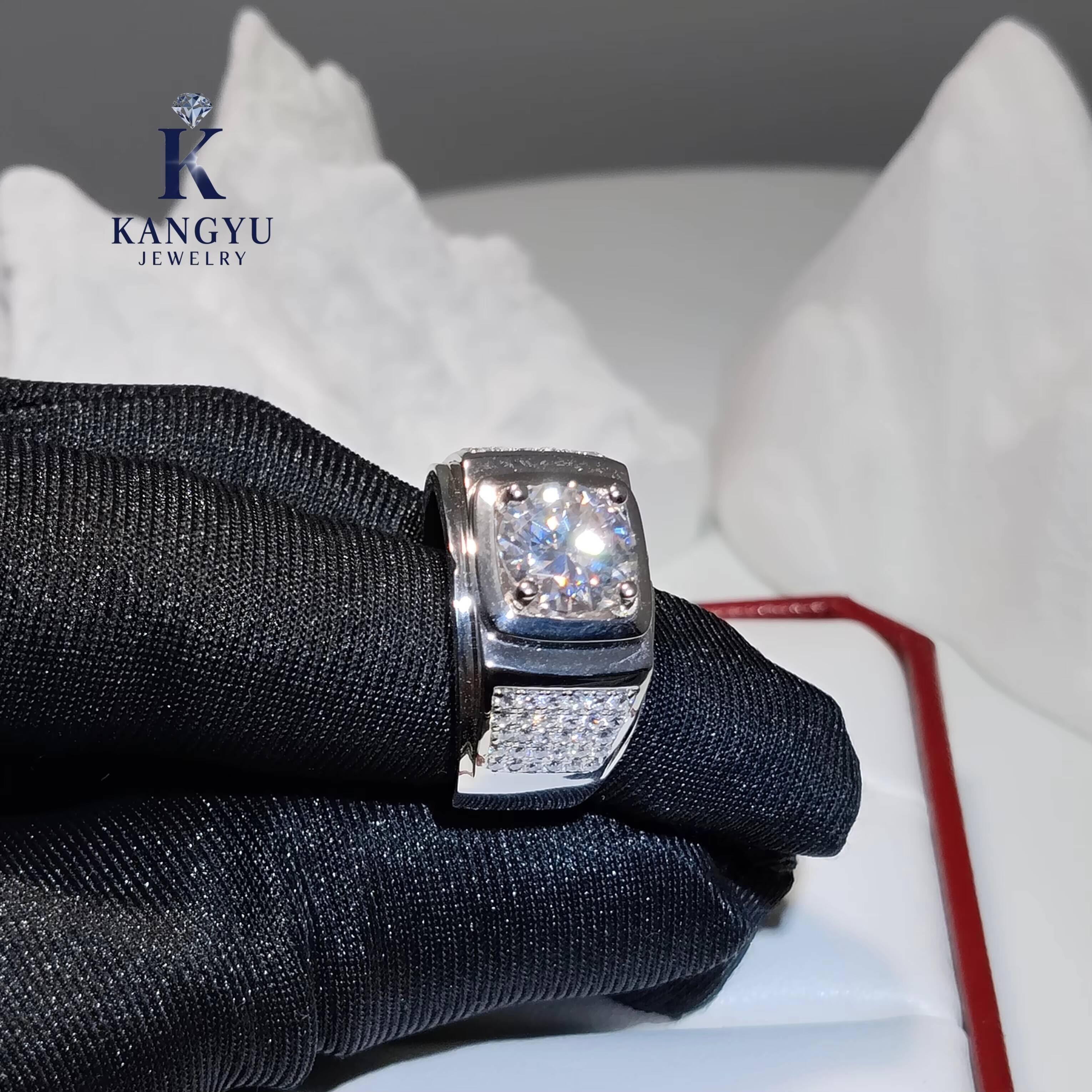 Mens Hip Hop 925 Sterling Silver Moissanite Ring - Iced Out Bling Ring Passes Diamond Tester