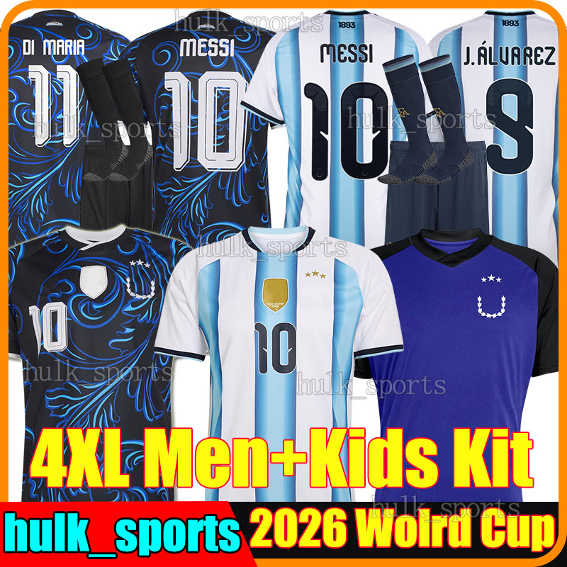 4XL 2026 Argentina MeSsI soccer jerseys World Cup L.MARTINEZ MAC ALLISTER J.ALVAREZ ALMADA N.GONZALEZ OTAMENDI TAGLIAFICO 26/27 men kids kits socks sets football shirt