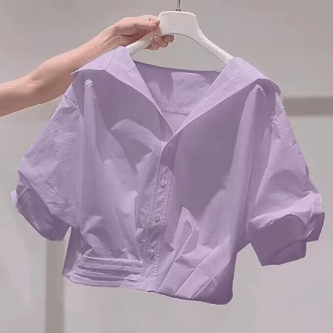French Style White Collar Designer Hoodie Short Versatile Shirt For Polo Women Summer New Light Designer T-shirt Luxury Design Short Sleeve Blouse
