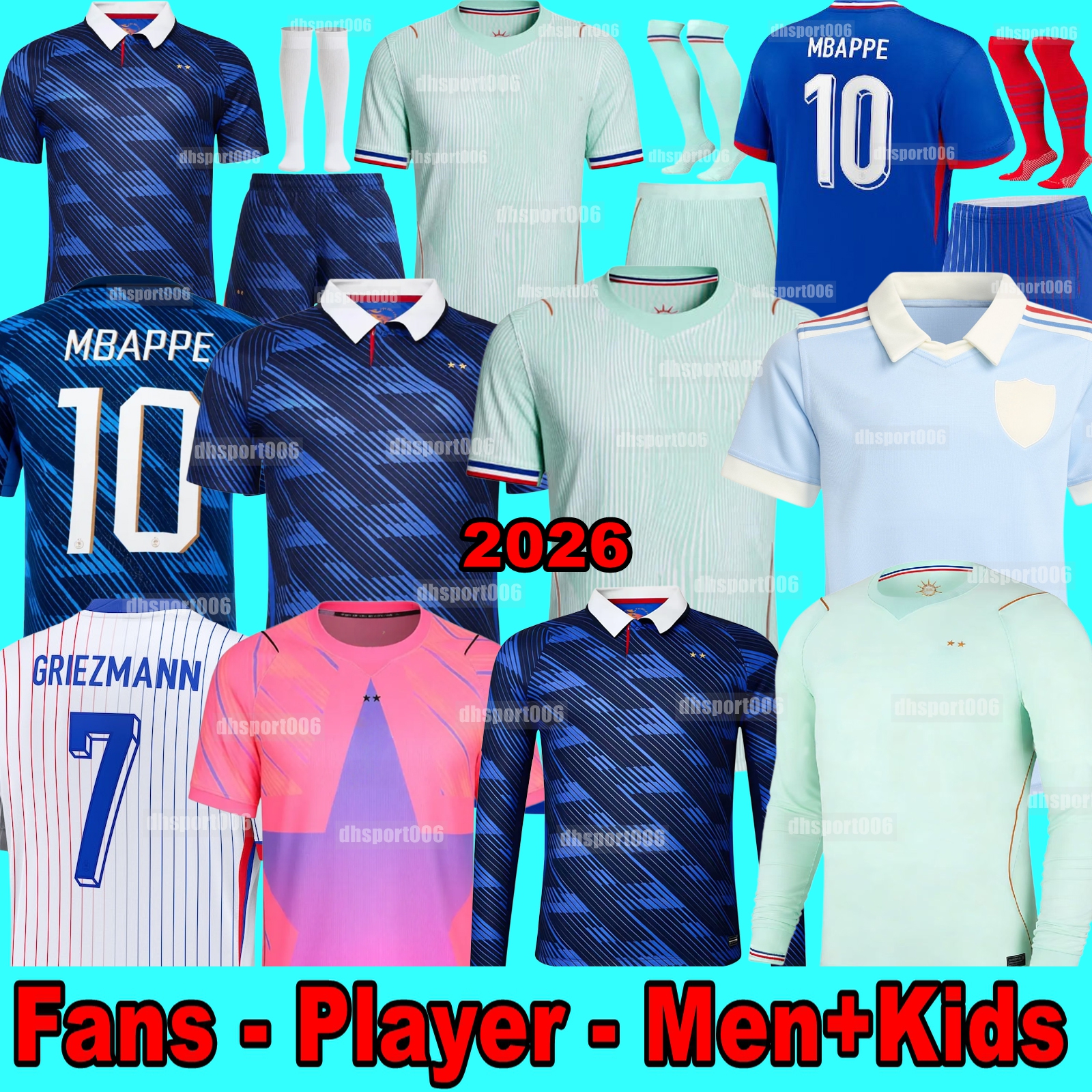2026 French National Team Soccer Jersey Kids Men Women Full Set Mbappe Griezmann Kolo Muani GRIEZMANN GIROUD KANTE DEMBELE T. HERNANDEZ France long sleeves