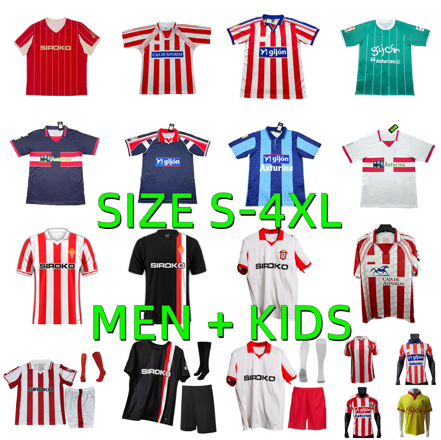 25 26 Sporting de Gijon Soccer Jerseys 84 86 94 95 96 01 02 08 09 Retro 2025 2026 David Villa Gelabert CAICEDO DUBASIN CAMPOS camiseta de futbol football shirt Men kids kit