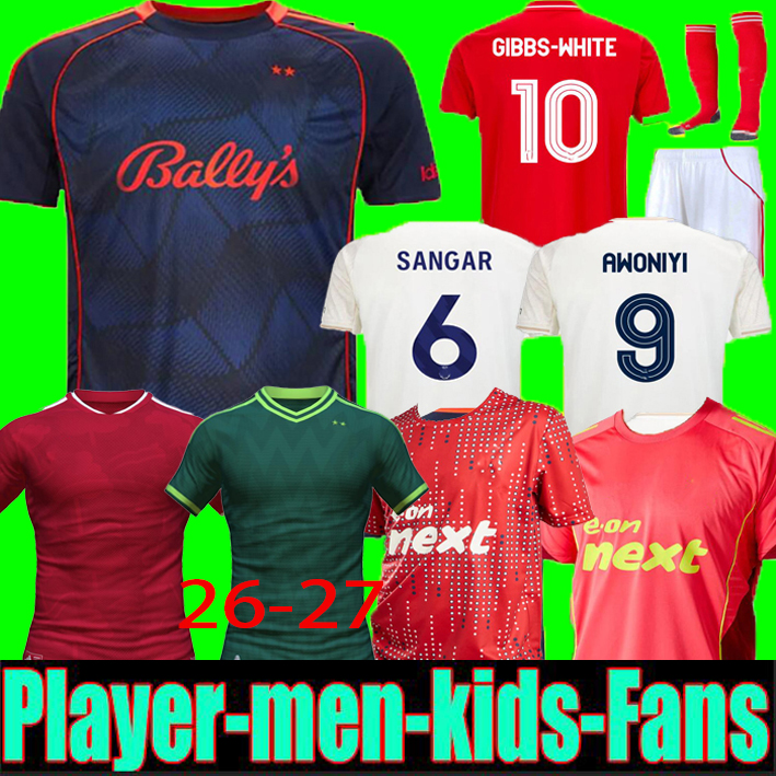 2024 2025 2026 GIBBS WHITE Soccer Jerseys GRABBAN 2024 Men kids Nottinghams Home Kit Forest Awoniyi AMEOBI HUDSON ODOI away 3rd Football Shirts16-4XL