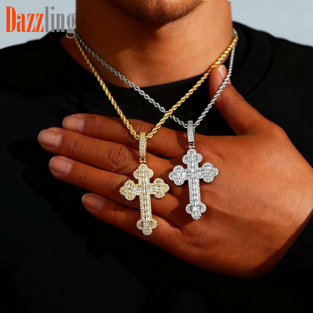 Full Diamond Cloud Cross European and American Hip Hop Ice with VVS moissanite Necklace Trendy Pendant Export