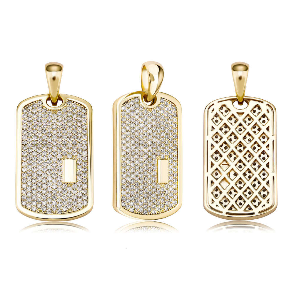Jewelry Hot-Selling Hip Hop Jewelry Full Diamond Pendant DIY Engraving Dog Tag Necklace Gold Australian Manufacturer Wholesale