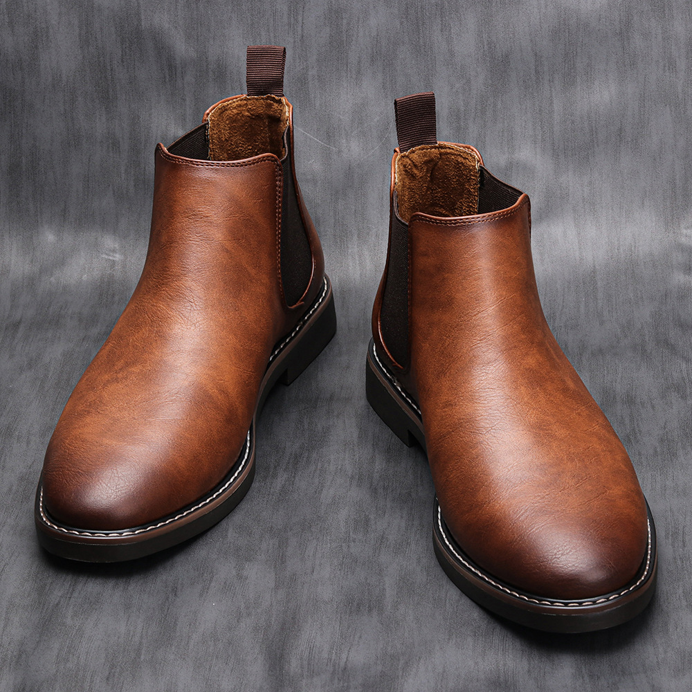 2026 Men's Chelsea Boots British Style, Fashion Retro Plus Size Short Ankle Boots for Men, Classic Slip-On Dress Shoes Size 40-46