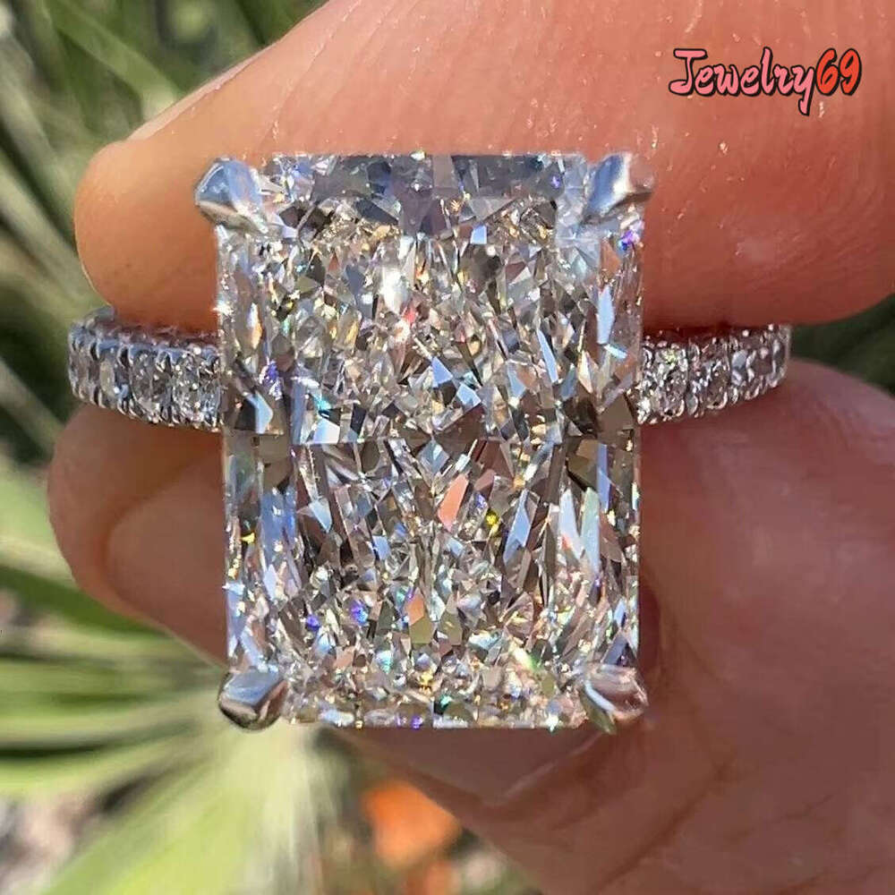 4Ct CVD Lab Diamond 4 Carat Radiant Cut White Gold Pt950 Platinum Jewelry Women Engagement Wedding Ring