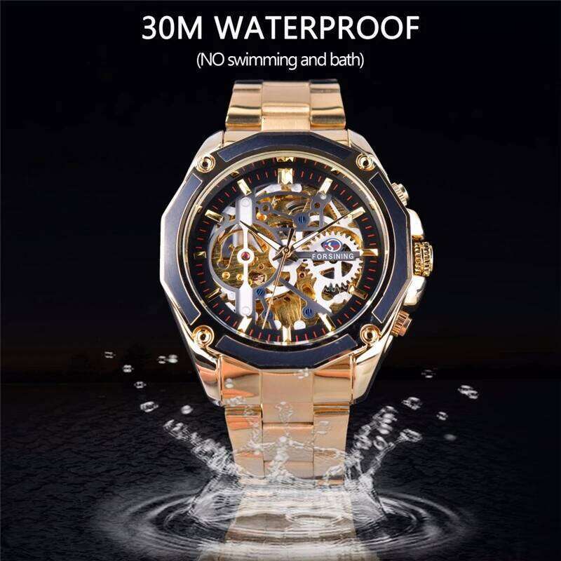 European and American Style High-Value Lightweight Luxury Fashion Hollow Automatic Mechanical Watch Men - Suitable as a Gift for Him, No Batteries Nee