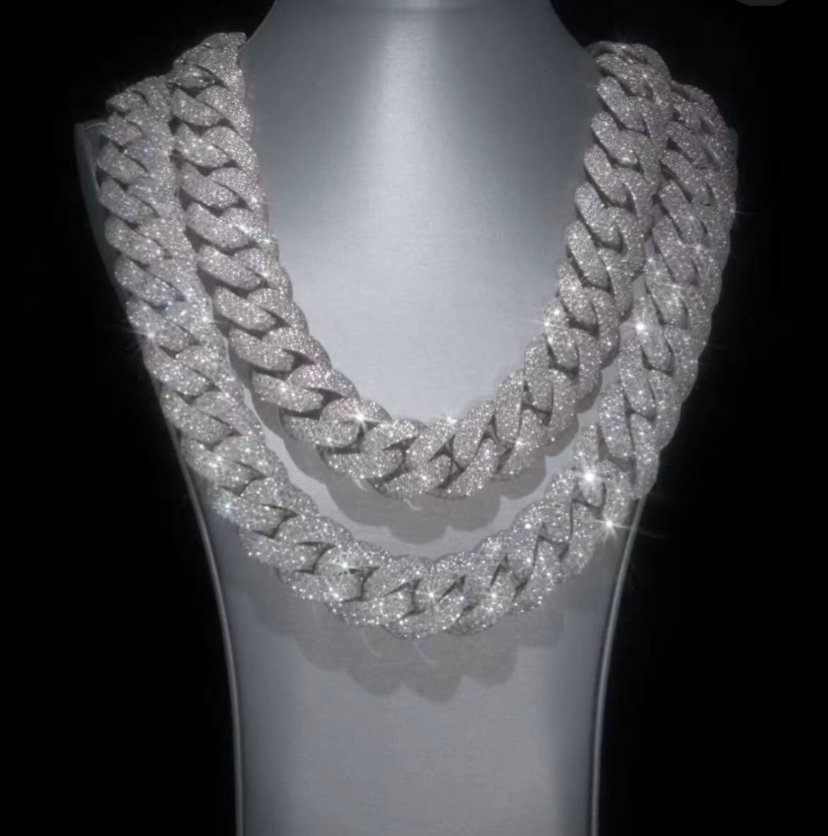 Custom Heavy Chain 23mm Men Full Iced Out Moissanite White Gold Plated 925 Silver Cuban Link Chain Necklace Hip Hop Jewelry