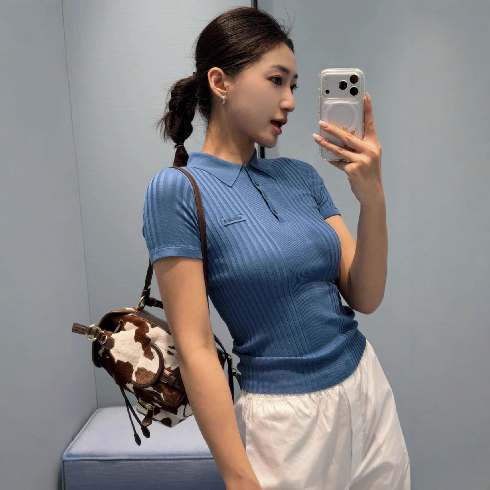 Designer Hoodie Light Luxury Women's Clothing Polo Collar Short-sleeve Cashmere-silk Blend Knit Sweater Polo Designer T-shirt Comfortable For Layering