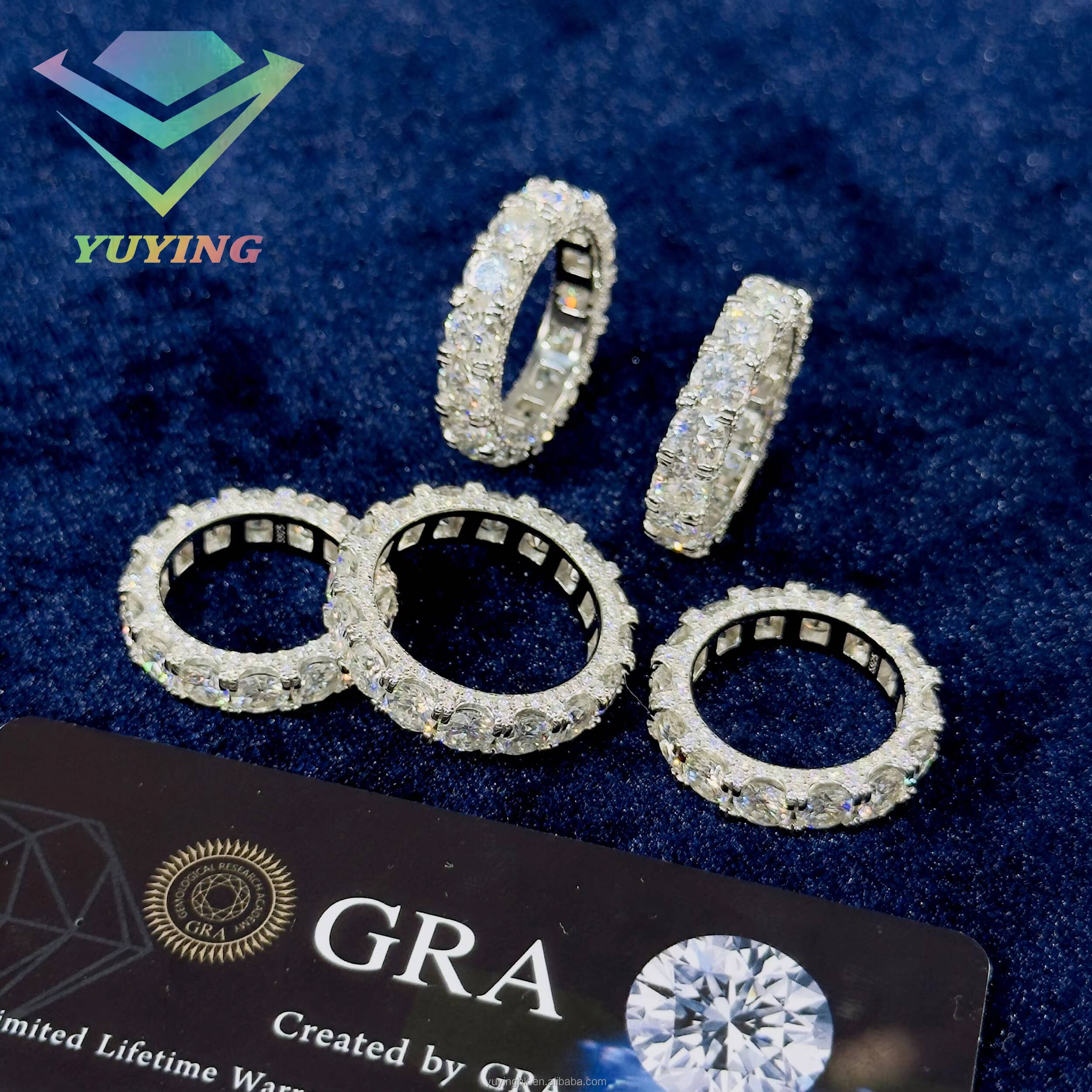 Popular Ice Out Mossanite Ring Hip Hop Jewelry 925 Sterling Silver Ring for Mens VVS Moissanite Diamond Cuban Ring