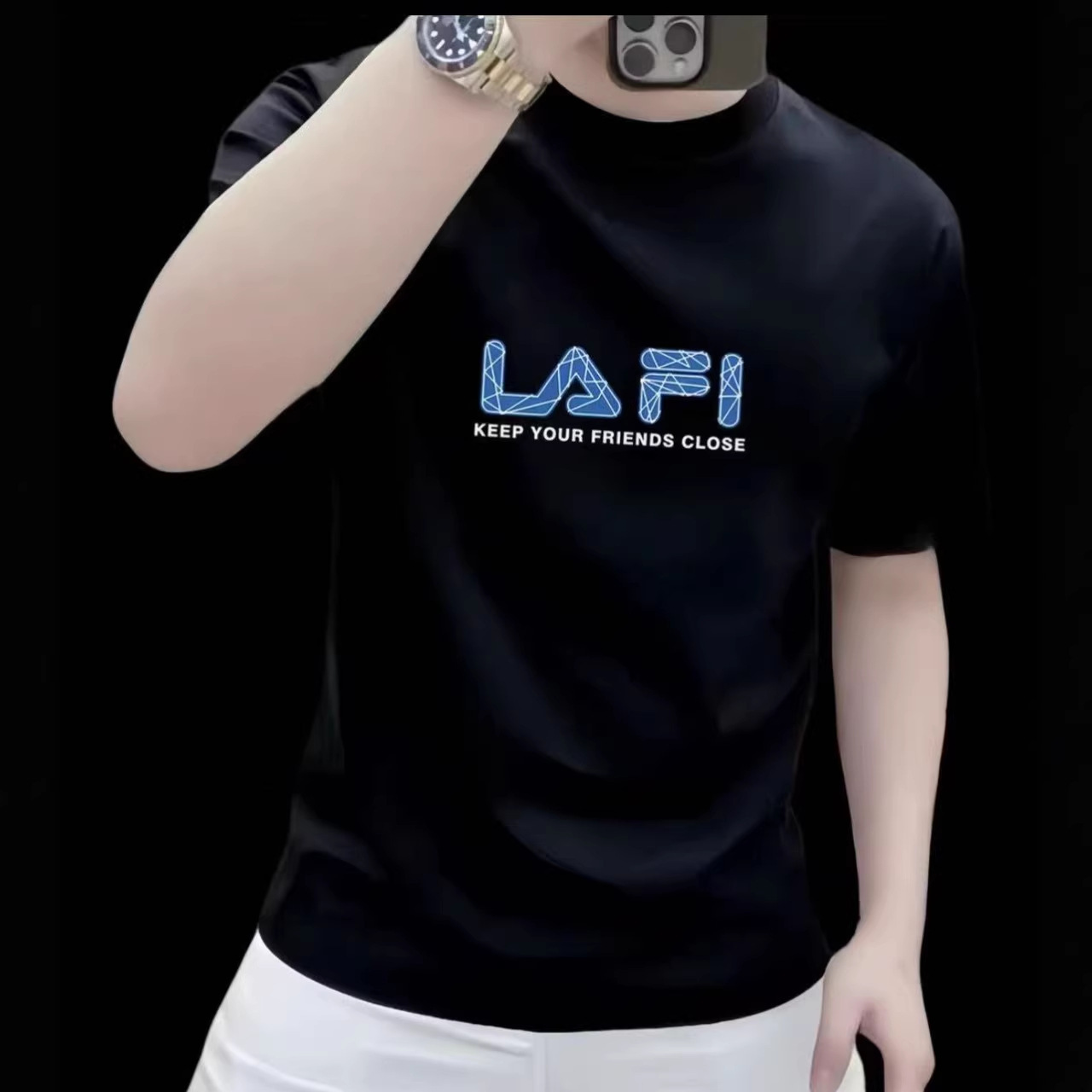 Men's Designer Hoodie Short-sleeve T-shirt Summer Thin Base Shirt Designer T-shirt Printed Trendy Versatile Polo Round-neck Casual Men's Clo