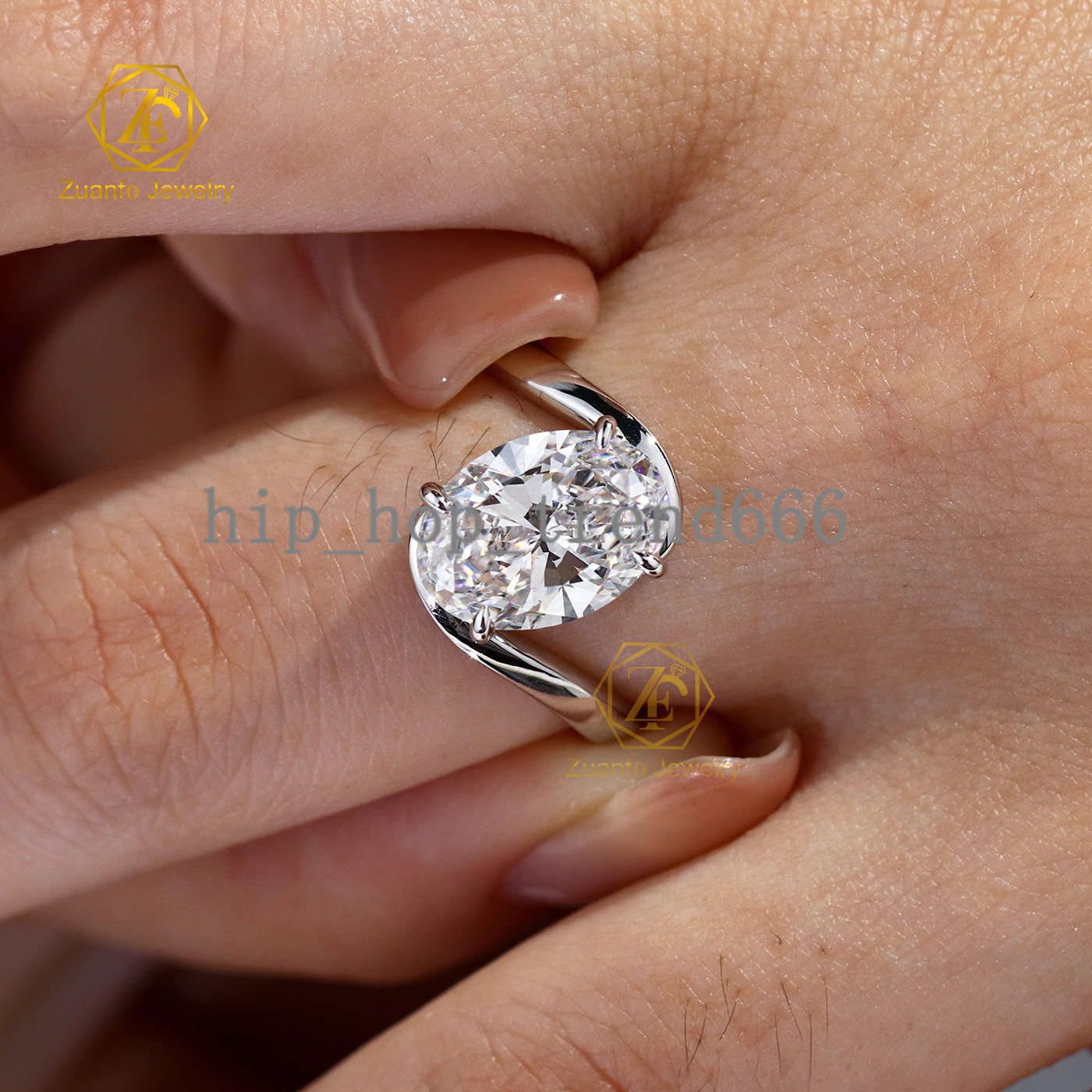Wholesale Lab Grown Diamond Engagement Wedding Ring Certificate Classic 14K Oval Cut Diamond Ring for Women