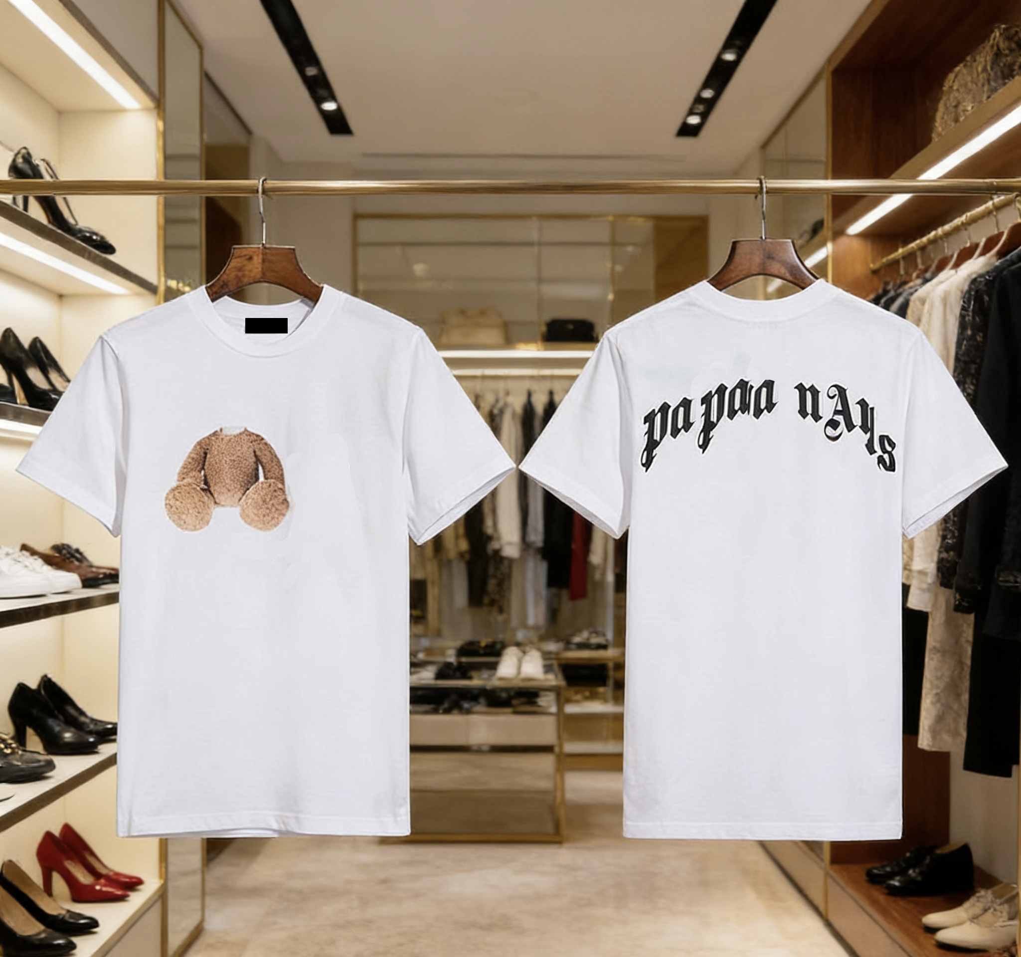 Women's Designer Style Clothing Short Sleeve Cotton Print with Animal Letters Bear Pattern Fashion Lover Casual Men's T-Shirt
