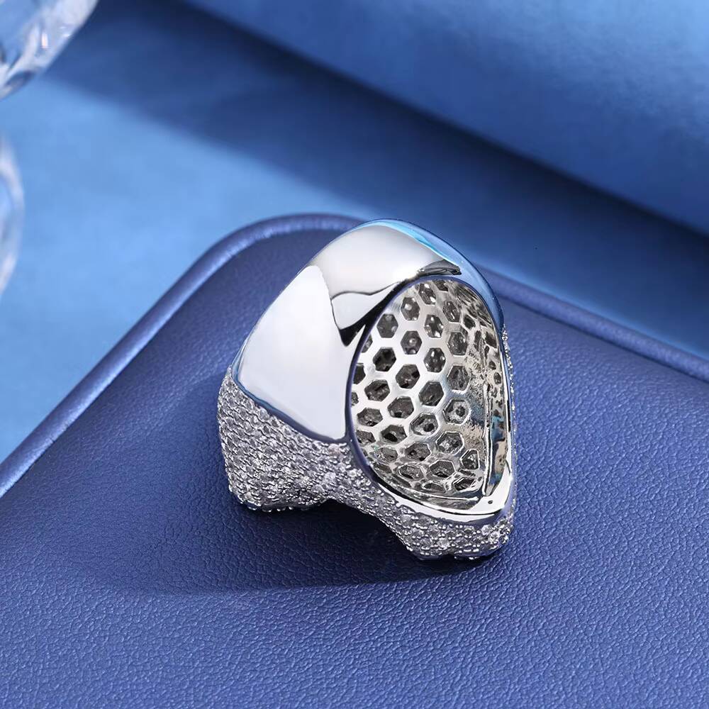 Hot Selling Hip Hop Style VVS Moissanite Ice Out Men Diamond Cross Rings 925 Silver Ring