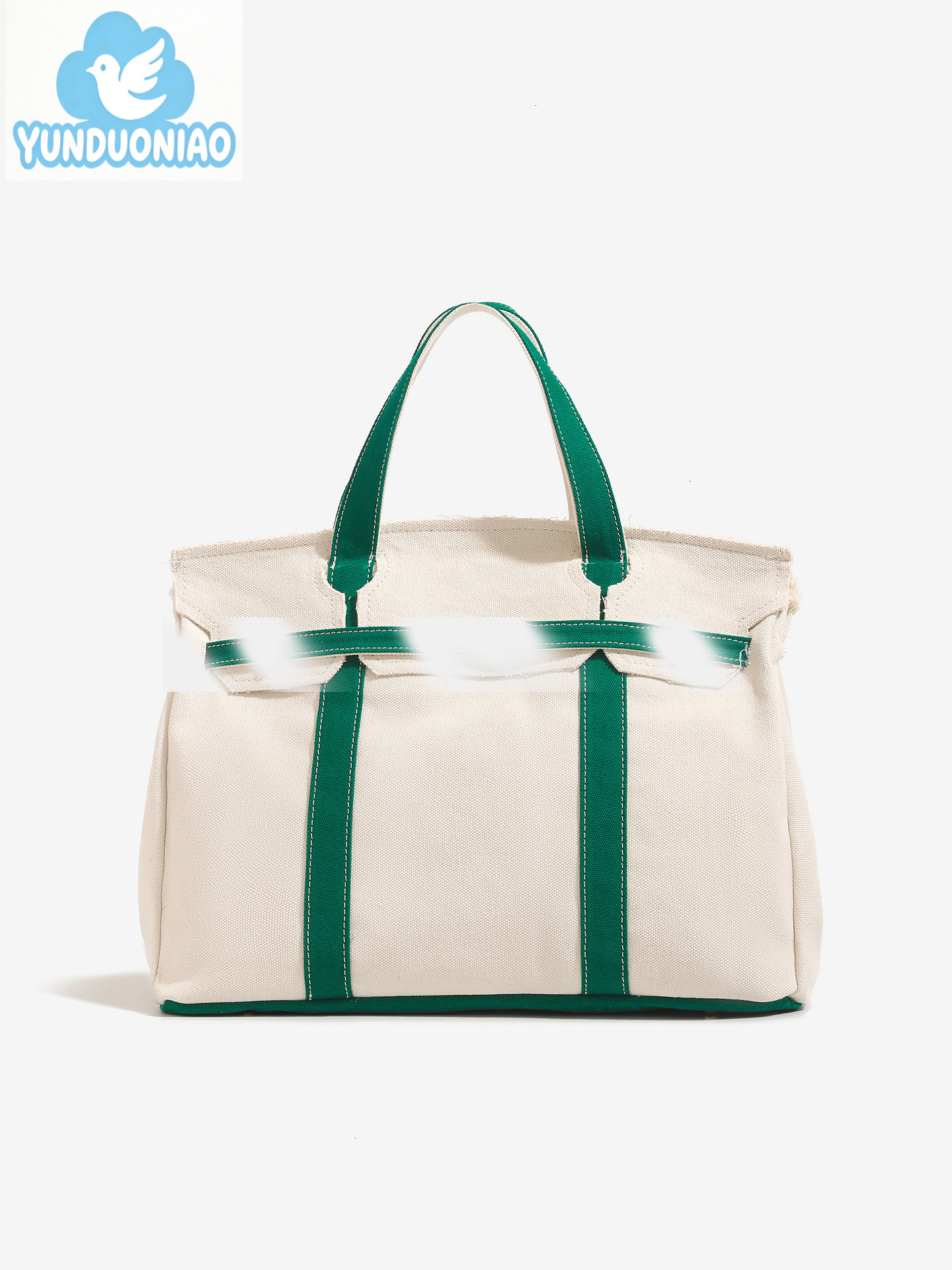 YUNDUONIAO New Women's Canvas Bag Color blocked Handbag Large Capacity Commuter Multi functional Bag Fashion Handbag