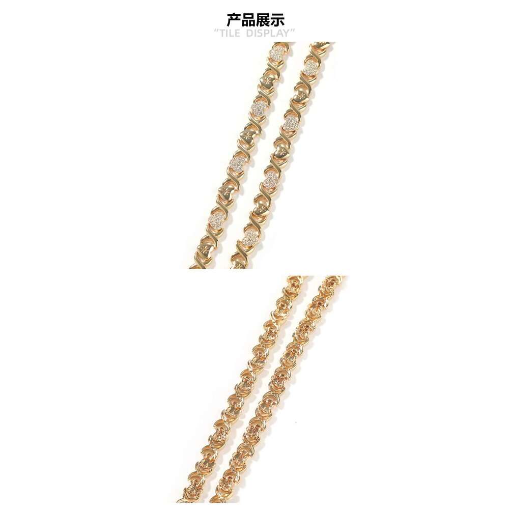 Fashion New Style Diamond-Encrusted XO Gold-Plated Hip-Hop Ice with VVS moissanite Necklace Light Luxury High-End Heart Infinity Collarbone Chain Jewe