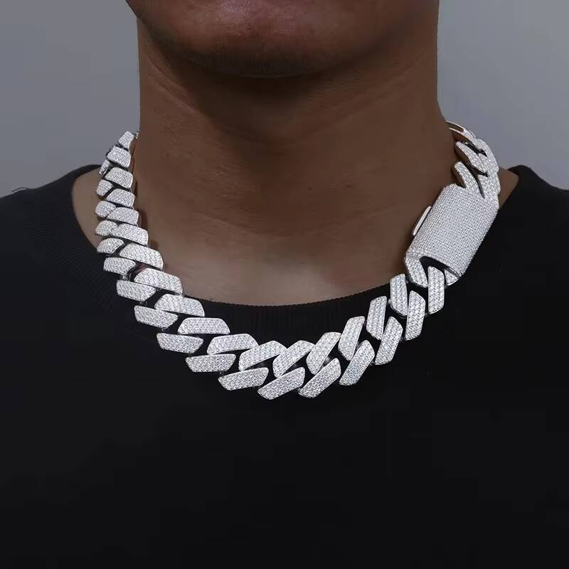 Fully Iced Out Moissanite Cuban Hip Hop Chain Bracelet For Men 23mm Solid 925 Sterling Silver Unisex Jewelry Gift
