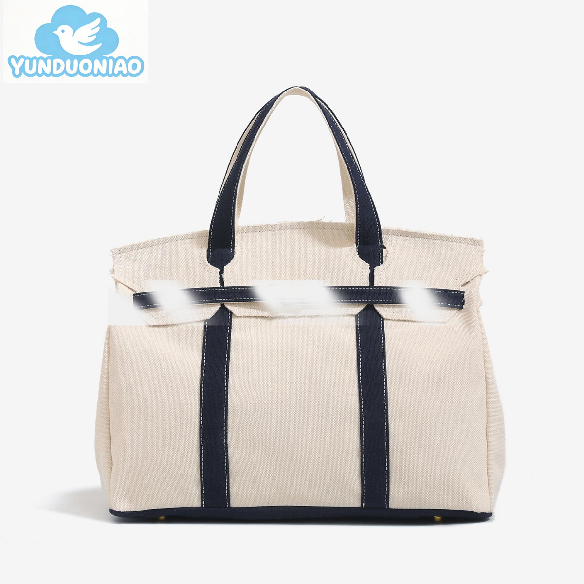 YUNDUONIAO New Women's Canvas Bag Color blocked Handbag Large Capacity Commuter Multi functional Bag Fashion Handbag