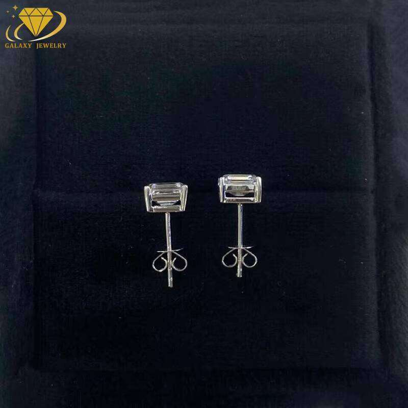 Fashion Jewelry Wholesale Price 18K White Gold Emerald Cut Earring Lab Grown Diamond Earrings For Gift - view 3