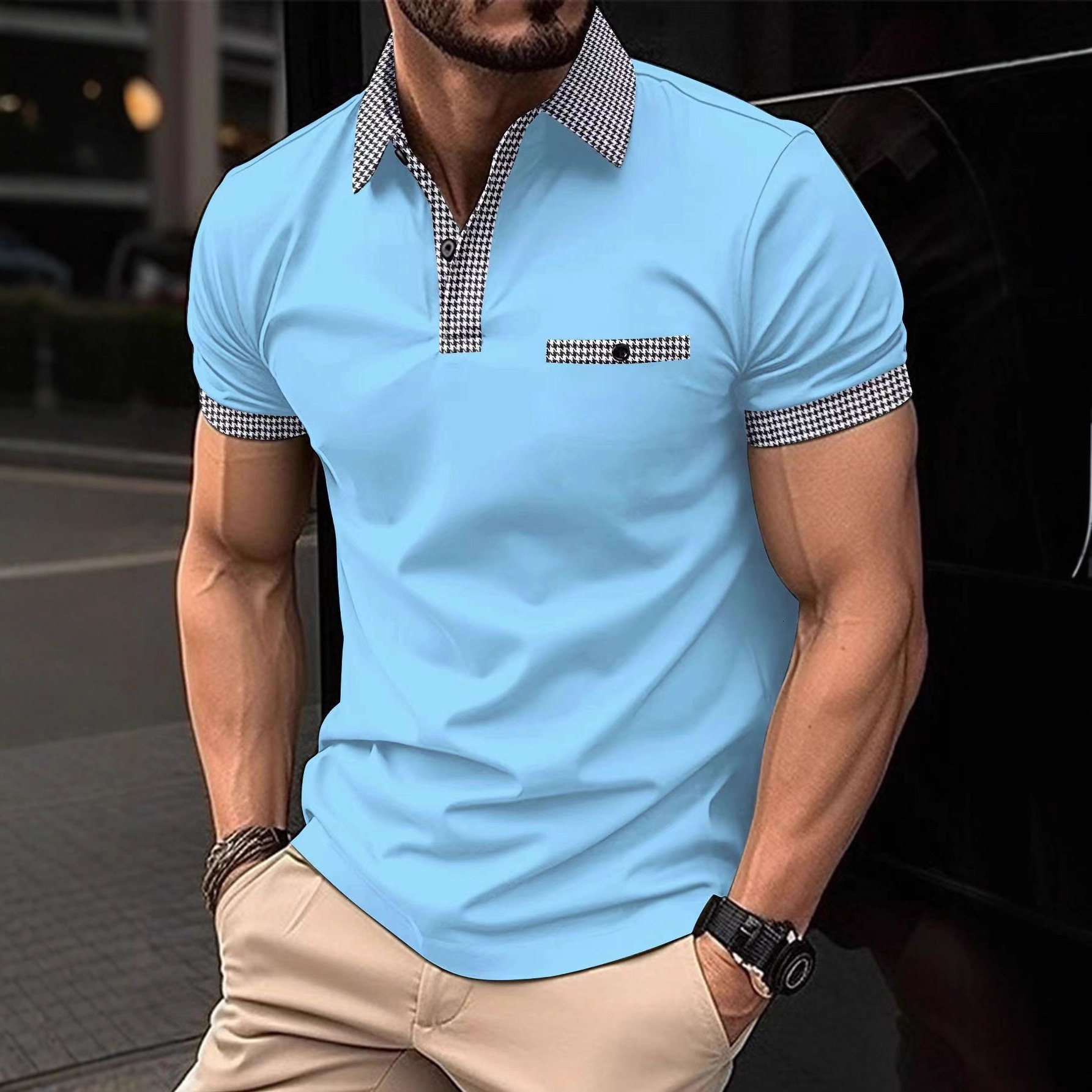 Men's Short-sleeve Polo Designer T-shirt Shirt European And American Designer Hoodie Summer Bestseller On And Polo Color-blocked Polo