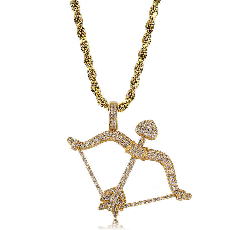 Jewelry Cupid's Arrow Personality Hip Hop Solid Pendant Micro-Inlaid Full Moissanite Trendy Necklace Jewelry Wholesale