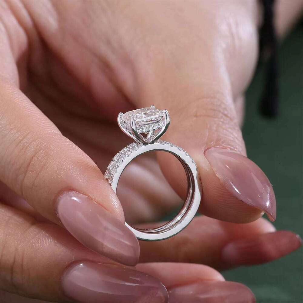 18K Gold 2 Carat Princess Cut Lab Grown Rings Engagement Solitaire Diamond Women Jewelry Ring Set