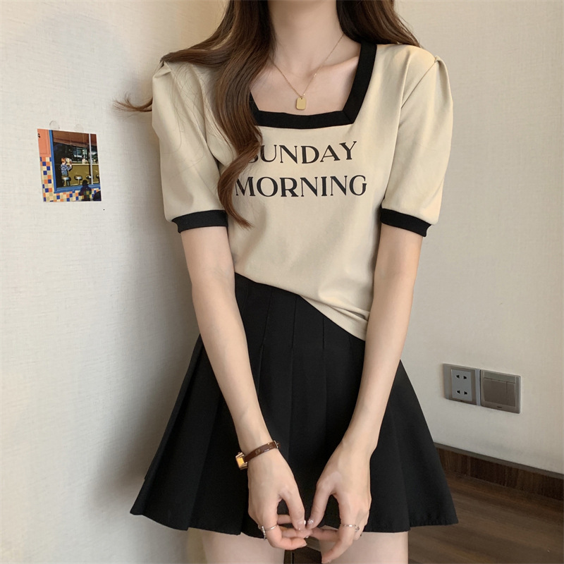 Polo Sweet And Spicy Top For Plus Size Designer Designer Hoodie T-shirt Women High-end Fashion Luxurious Summer New Arrival Stylish Square Neck T-shirt Slimming