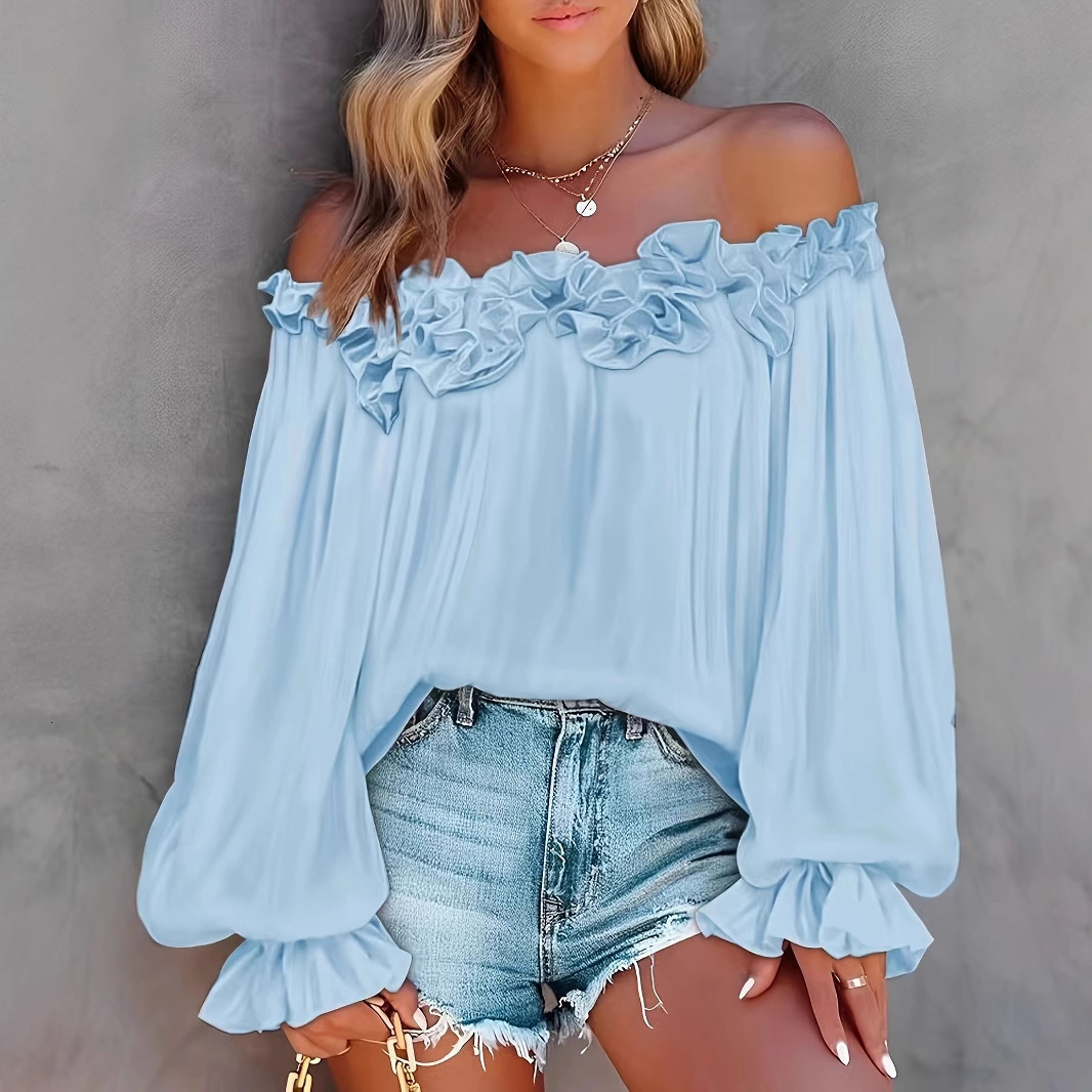 2026 Designer T-shirt Summer Hot Sale Designer Hoodie New Style Gentle Style Off-shoulder Three-dimensional Lace Long-sleeve Polo Loose Top For Women
