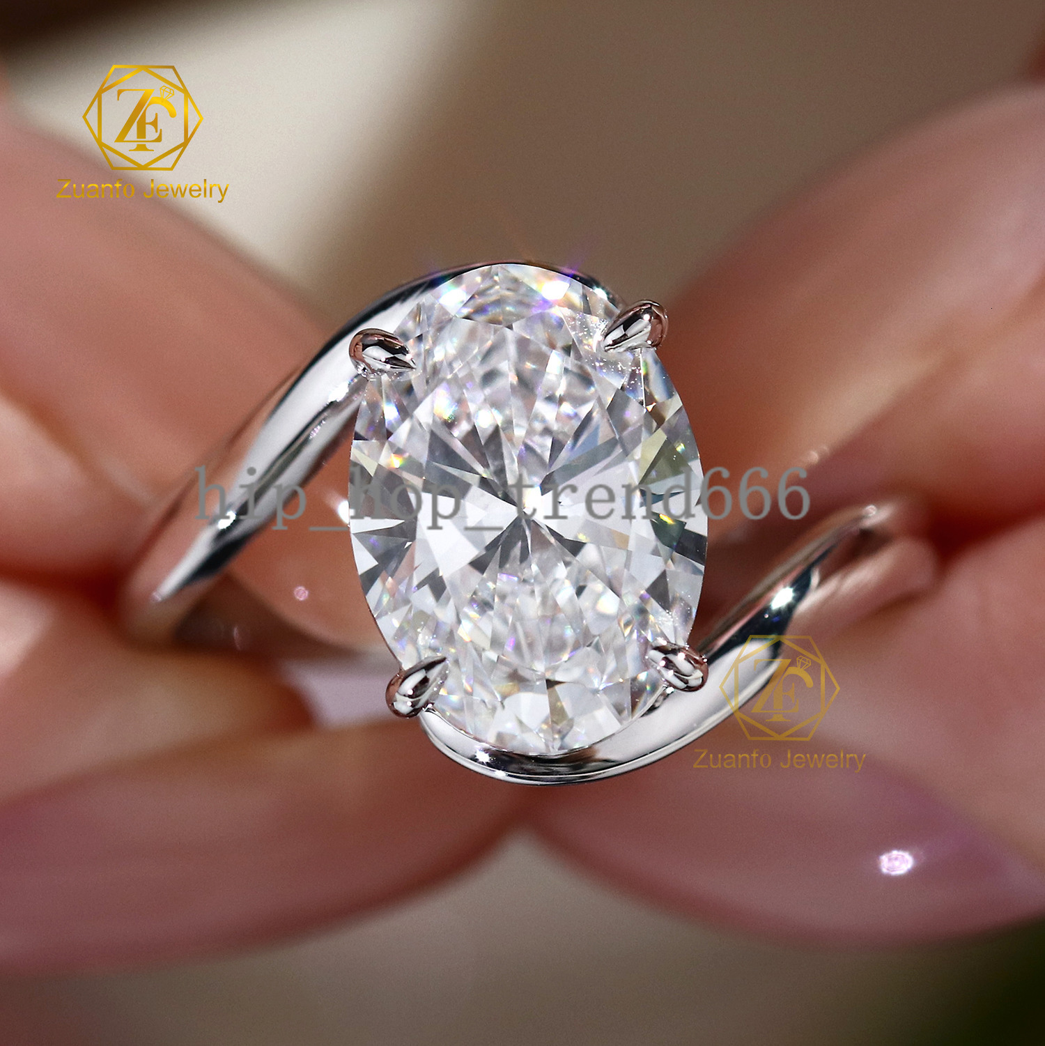 Wholesale Lab Grown Diamond Engagement Wedding Ring Certificate Classic 14K Oval Cut Diamond Ring for Women