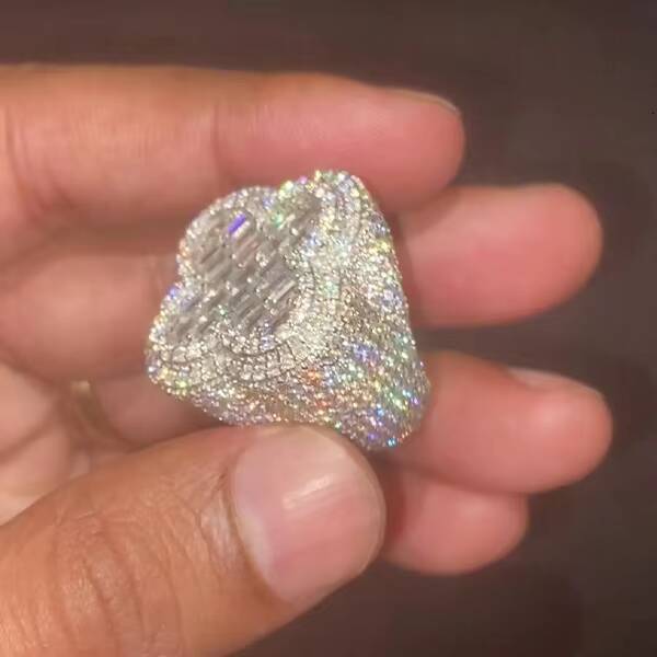 GRA Certified Moissanite Ring Men Hip Hop 925 Sterling Silver High Quality Lightning Iced Out Pass Diamond Tester