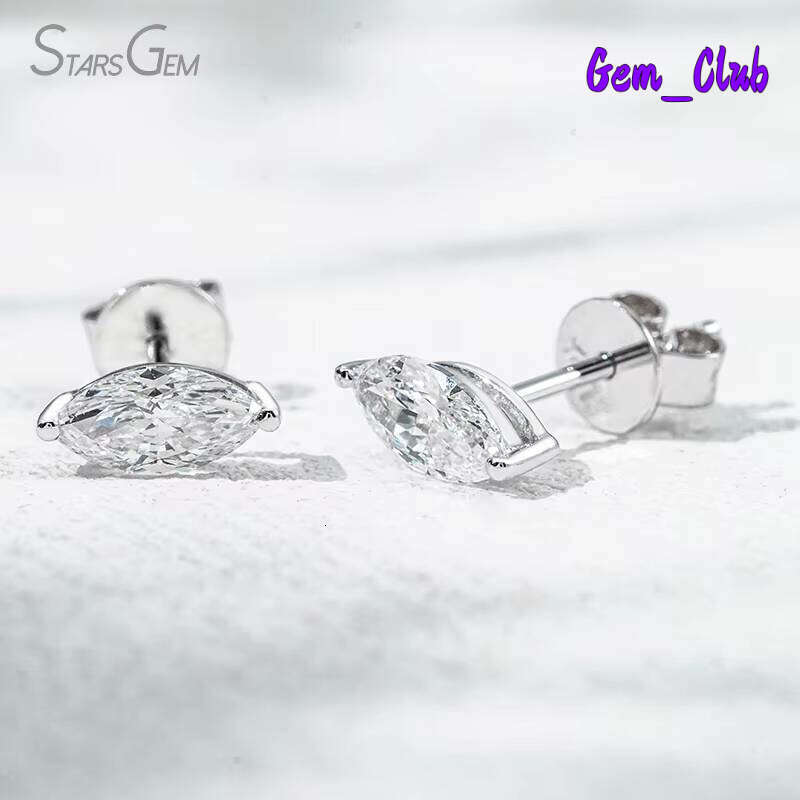 Grown 0.68-0.92Ct Marquise Cut DEF VS Yellow White Studs 10K Gold Lab Diamond Earrings