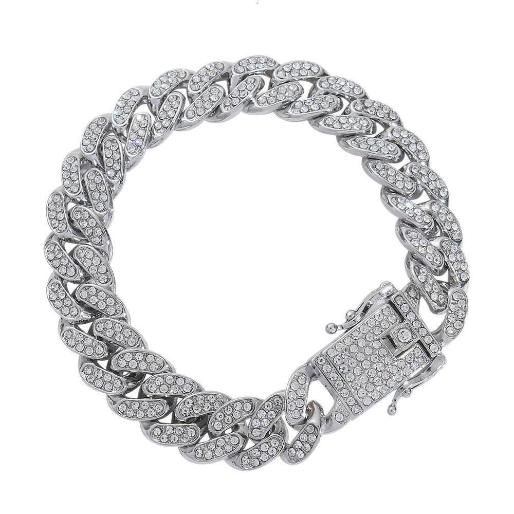 Jewelry Classic Men's 13mm Full Diamond Cuban Alloy Hip Hop Gold Anklet