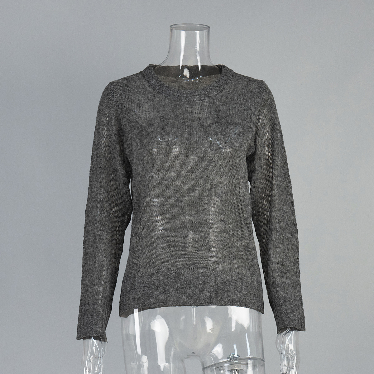 Luxury Brand Designer Mohair Round Neck Pullover Sweater 2026 Spring/Summer New Comfortable Knit Semi-Sheer Sweater for Women