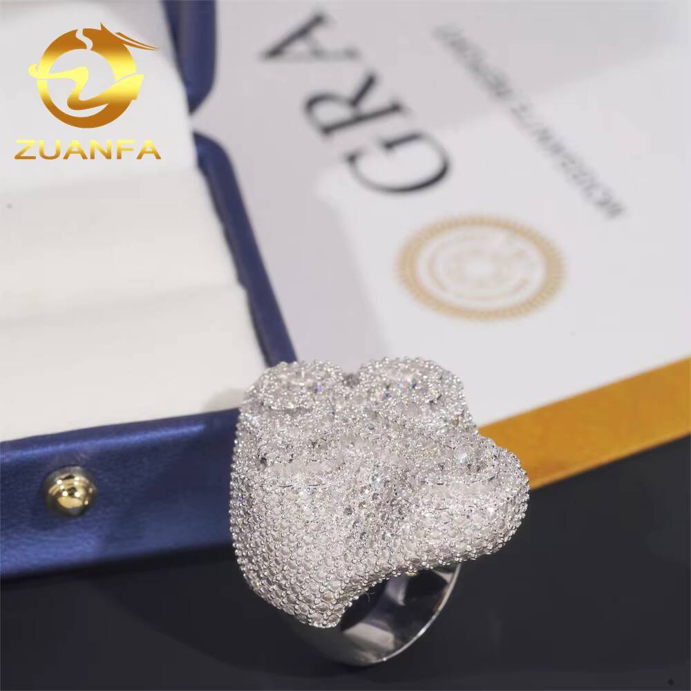 Fashion Men Cuban Ring Iced Out Cross Moissanite Diamond Rings 925 Sterling Silver Hip Hop Ring