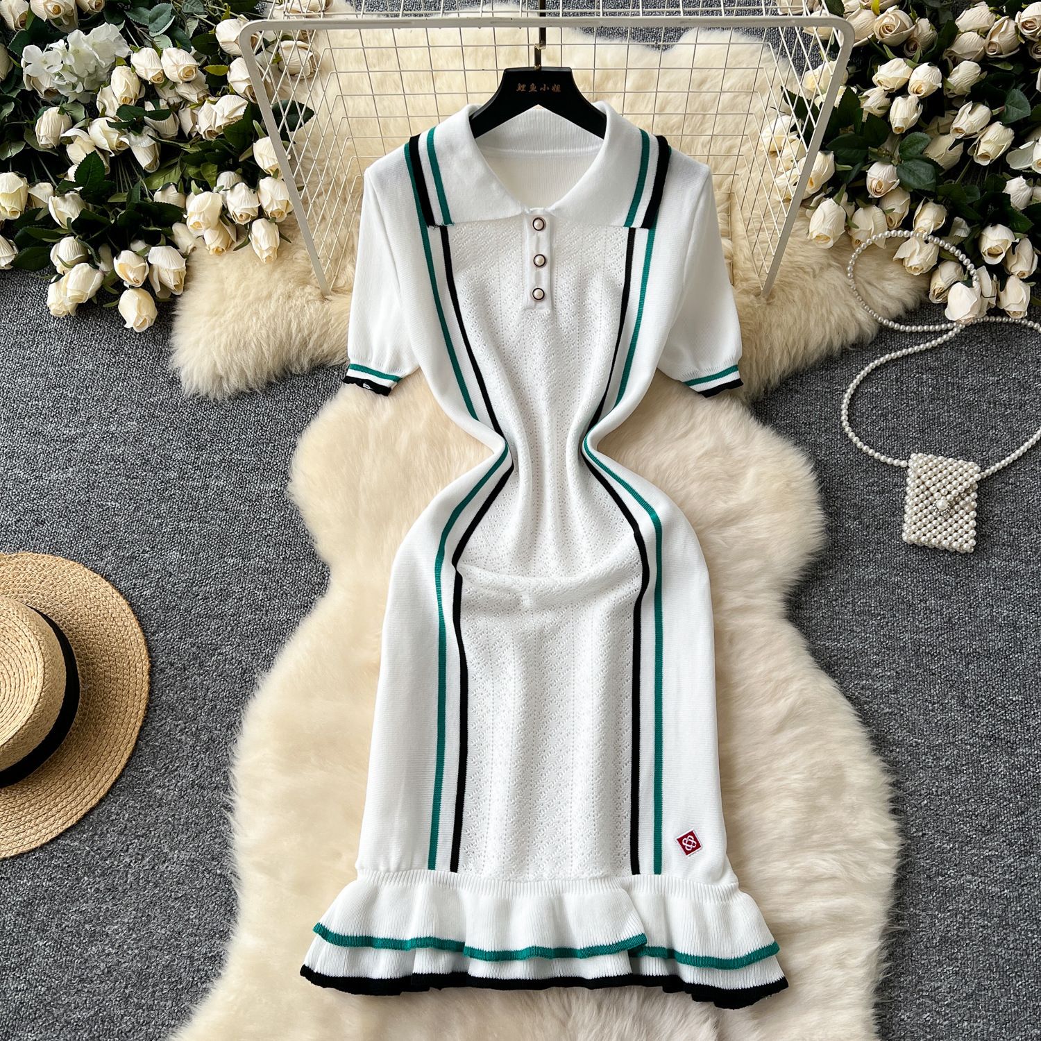 Casual Dresses Spring Elegant Green Tassel Irregular Print Dress Women V-neck Long Sleeve Spaghetti Vestidos Female Fashion High Street Robe