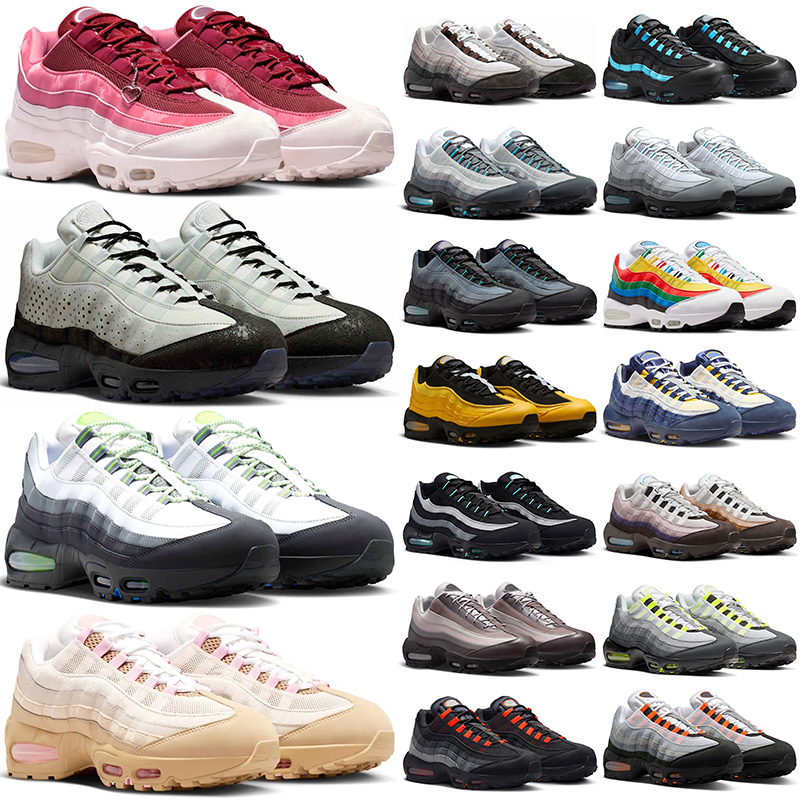 with box 95s running shoes men women designer sneakers triple black white patent leather grey navy blue red green pink mens airmac airmaxx 95 outdoor sports trainers
