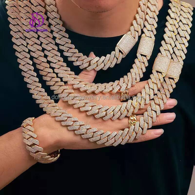 15mm 18mm Iced Out Vvs Moissanite Cuban Necklace Moissanite Diamond Cuban Link Chain Hip Hop Men Jewelry Chain 925 Silver D13