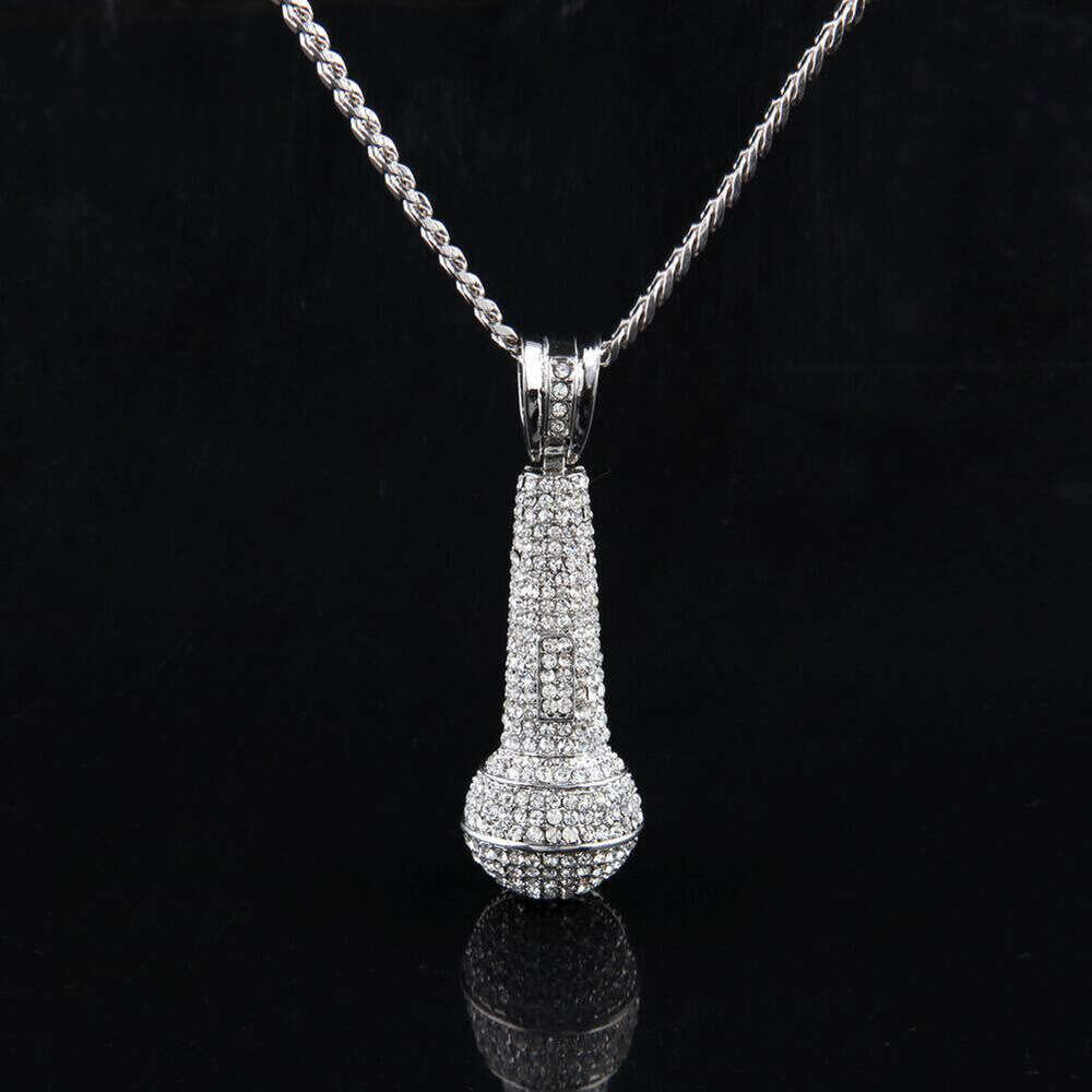 Men's Jewelry High-end Diamond-encrusted Microphone Pendant European and American Niche Hip-hop Ice with VVS moissanite Street Dance Necklace Who