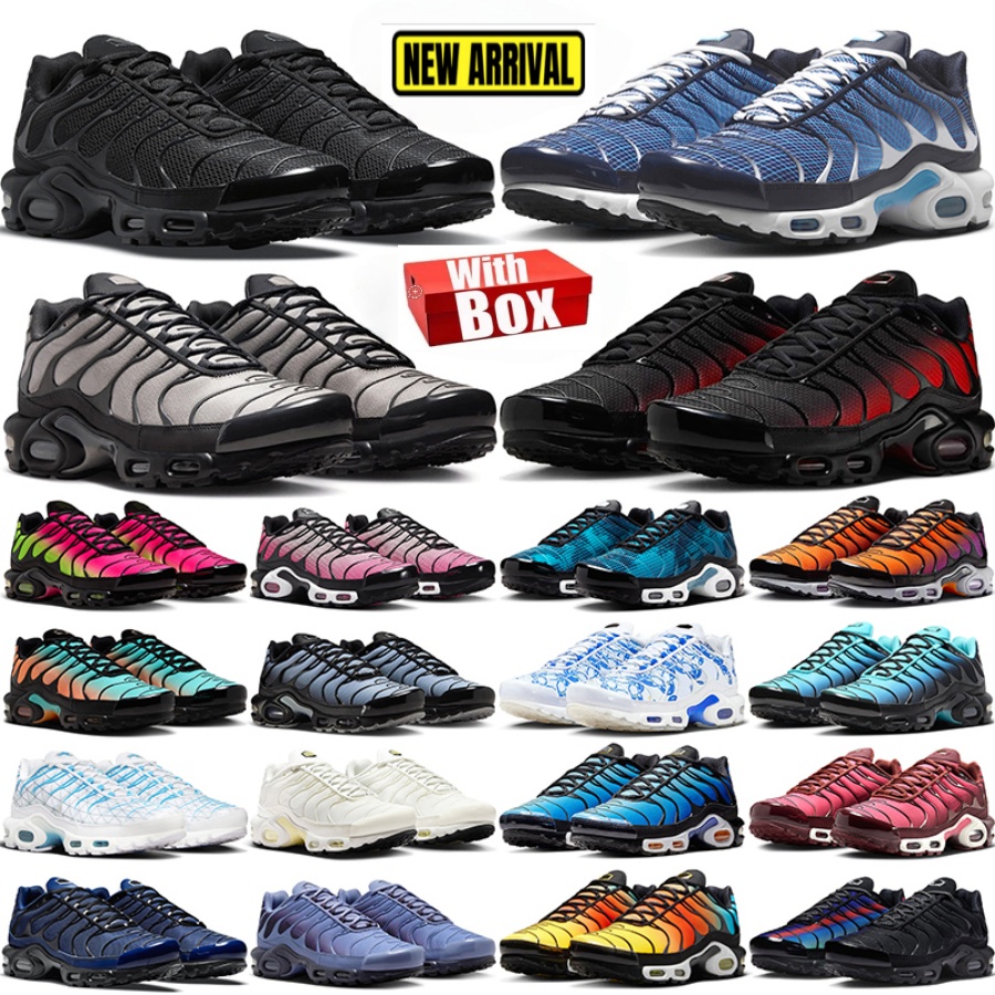 With Box tn plus running shoes Mens Sneakers Triple White Black Sky Unity Gradient Tennis Breathable House Yellow Blue Trainers Outdoor Sports