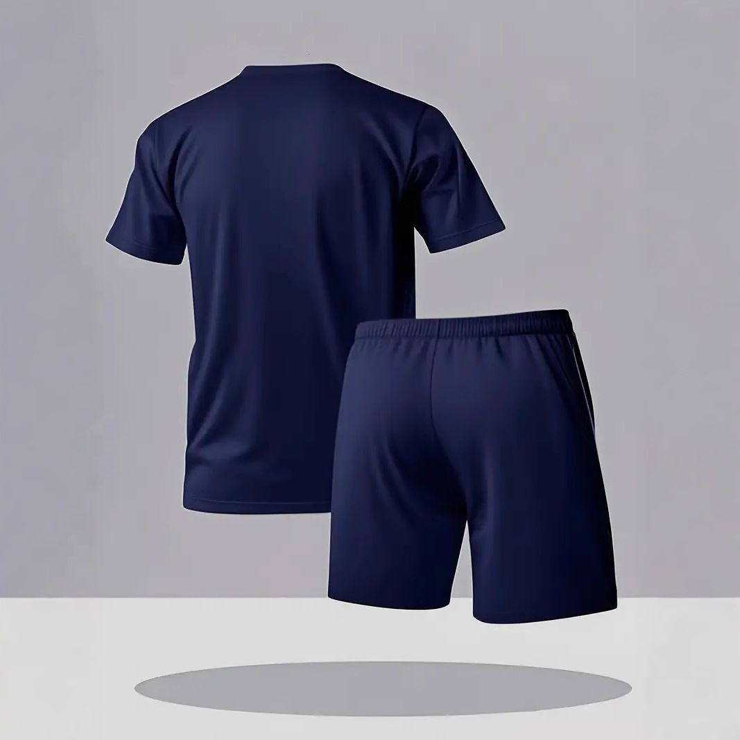 Summer Men's Quick-dry Mesh Thin Sports Short-sleeve Shorts Two-piece Set Designer Designer Hoodie T-shirt Running Fitness Polo And Training Loos