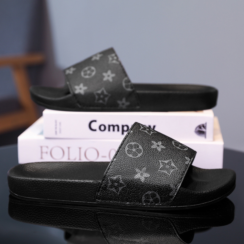 Luxury brand Slippers 2026 Men's Vintage Monogram Flip Flops, Plus Size Summer Beach Slides, Outdoor Casual Sport Slippers Size 39-47