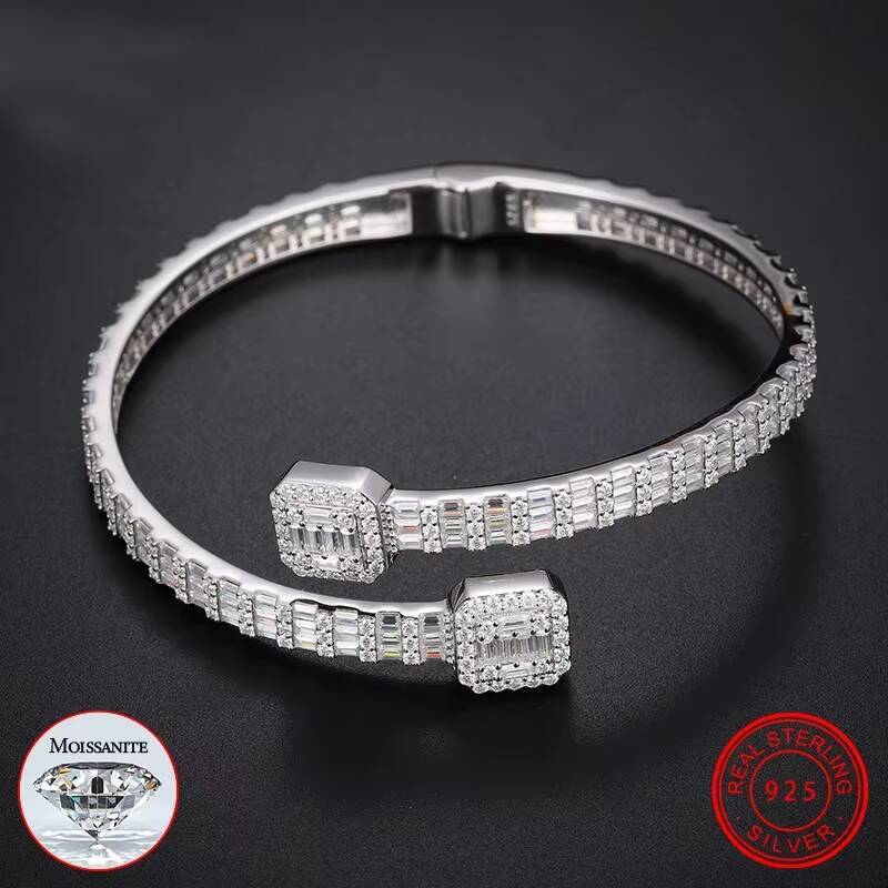 Custom Luxury 925 Sterling Silver Moissanite Diamond Bracelet for Women Men Hip Hop Jewelry
