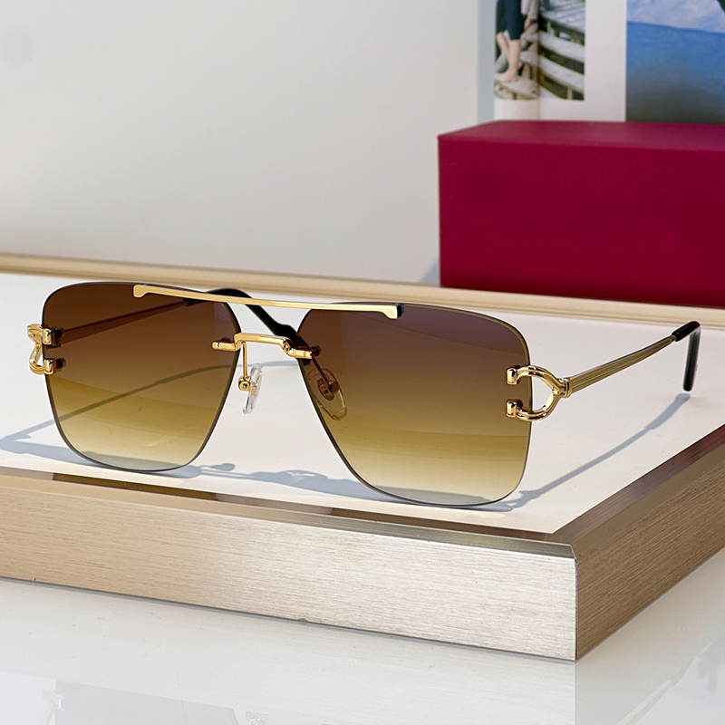 Luxury Frameless Sunglasses Fashion Alloy Rimless Pilot Eyewear CT0546 Women Men Designer Sunglasses Outdoor Goggles UV400 Glasses With Box